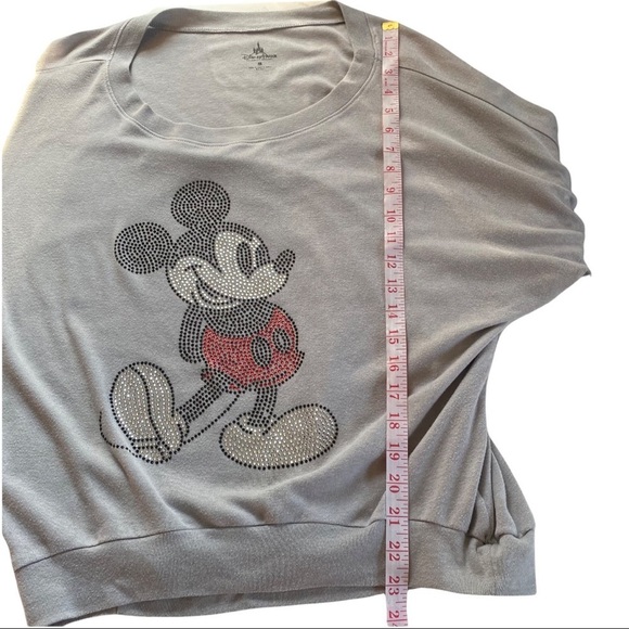Disney Parks Women Mickey Mouse Dolman Long Sleeve Rhinestone Gray T-Shirt Sz M - Picture 9 of 11